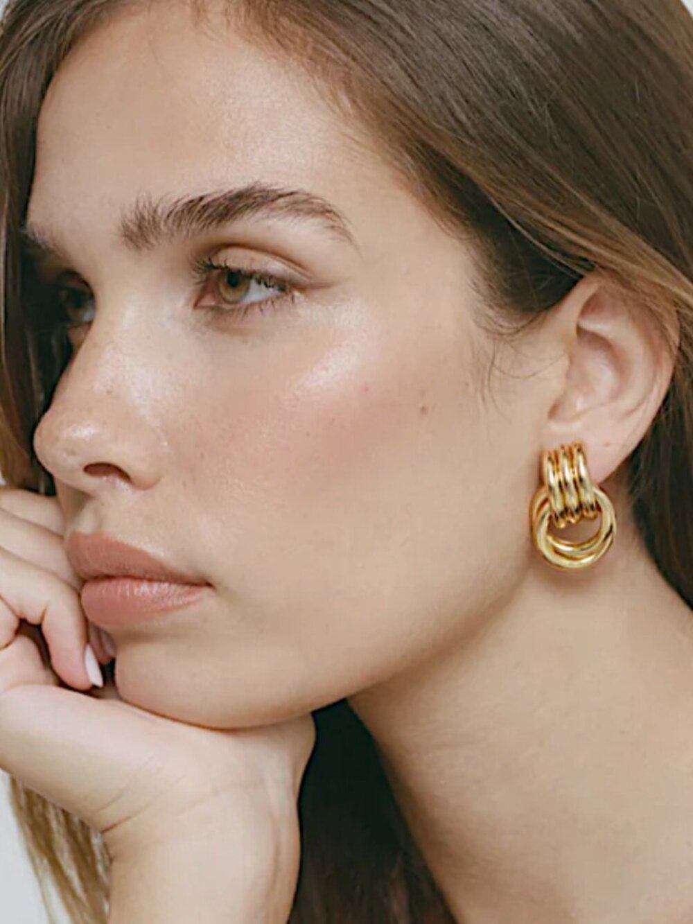 NEW Anthropologie Heaven Mayhem Mini Knot Gold Earrings